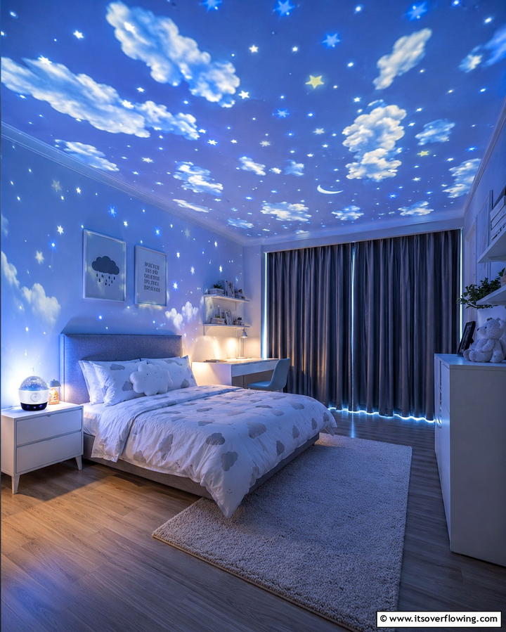 Ambient Cloud Projector Lights - 25 Dreamy Cloud-Themed Bedroom Ideas for Relaxation