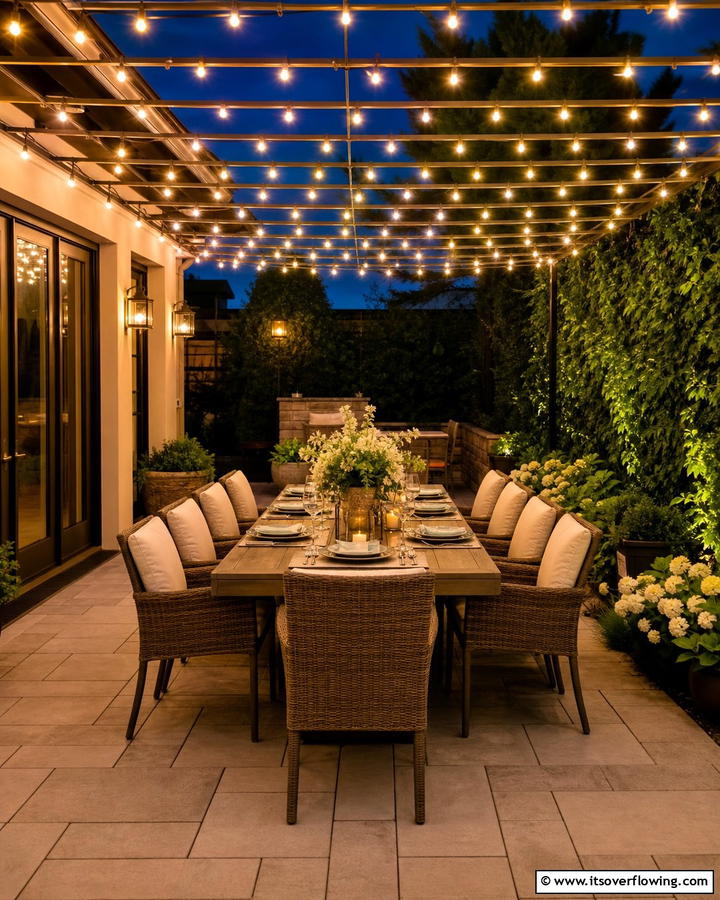 Ambient Glow Over the Dining Area - 21 Patio String Light Arrangements for Magical Outdoor Ambiance
