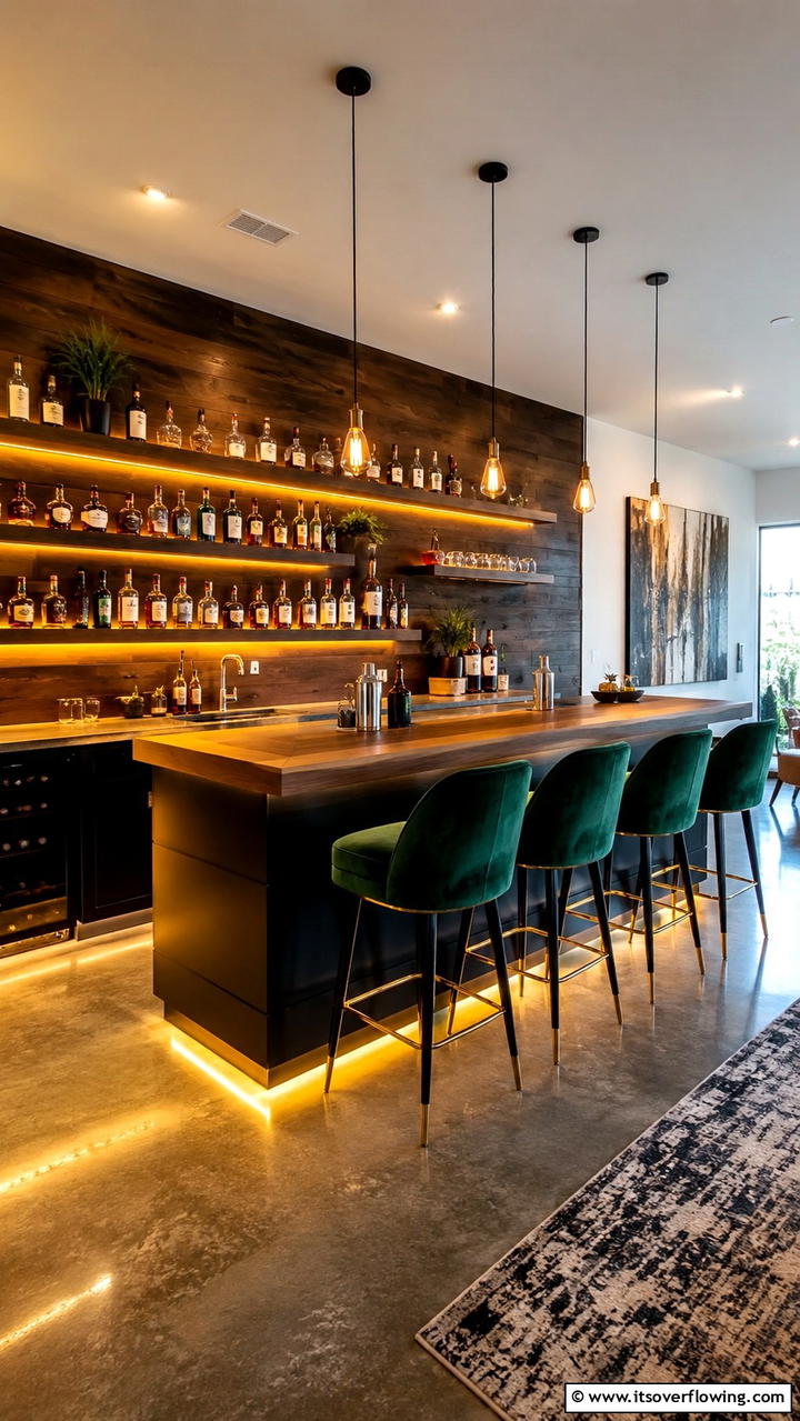 Ambient Lighting Bar - 30 Budget-Friendly Home Bar Ideas for Entertaining