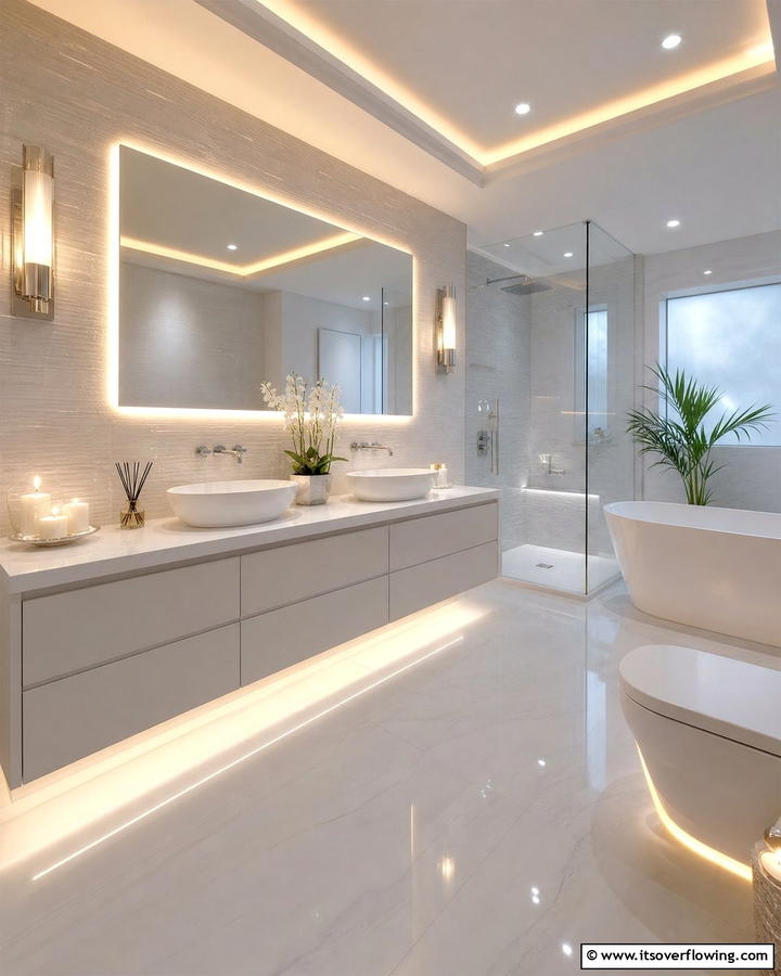 Ambient Lighting Effects - 21 Modern Bathroom Ideas for a Luxurious Spa Experience