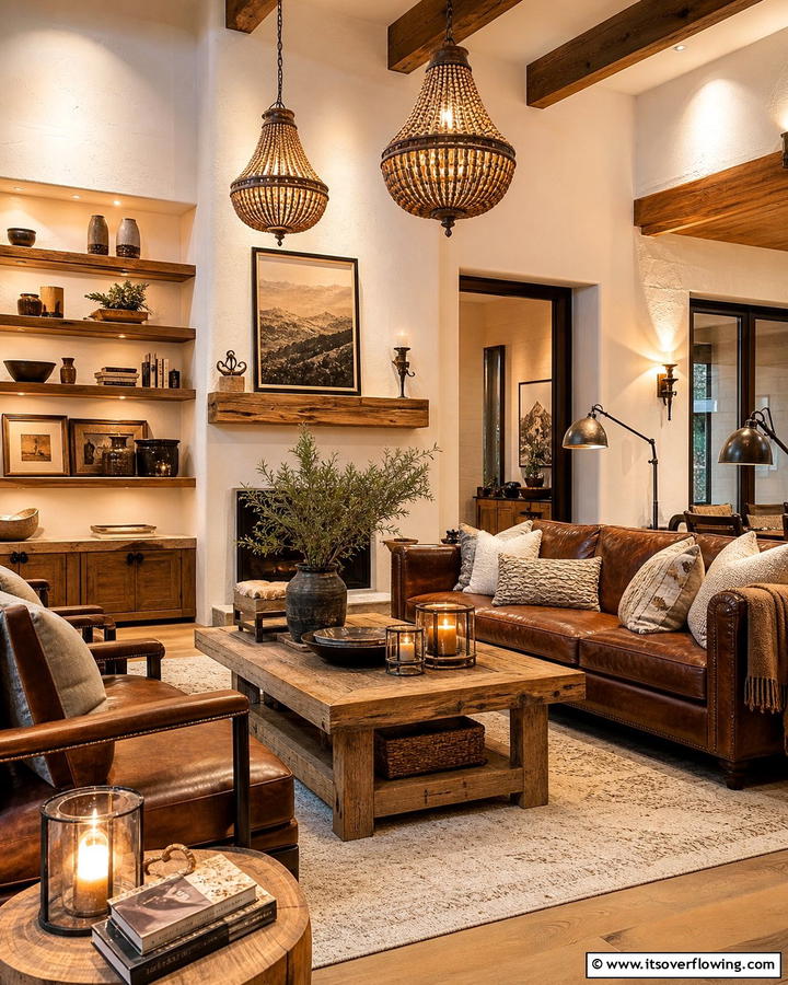 Ambient Lighting Effects - 30 Western Living Room Ideas for Cozy Rustic Ambiance
