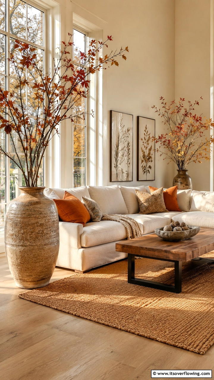 Ambient Lighting Features - 30 Cozy Fall Living Room Ideas to Embrace Autumn Vibes