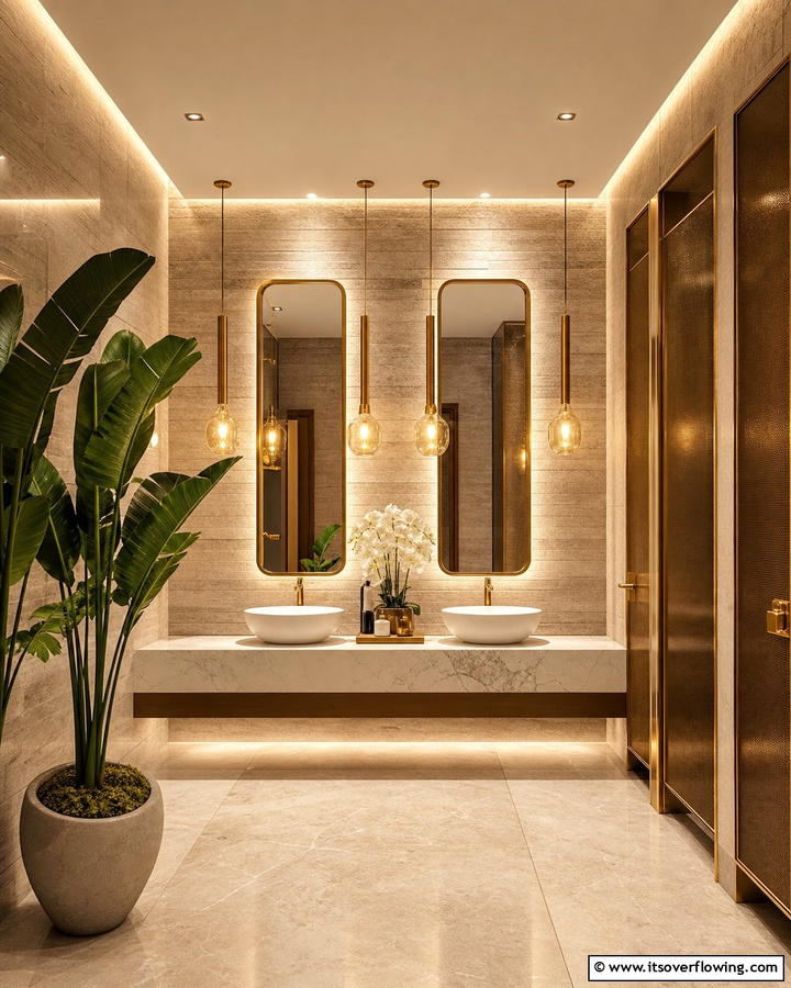 Ambient Lighting - 20 Restaurant Bathroom Ideas for a Stylish Space