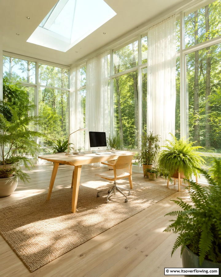 Ambient Natural Light Office - 30 Bohemian Home Office Ideas for Eclectic Workspace Vibes