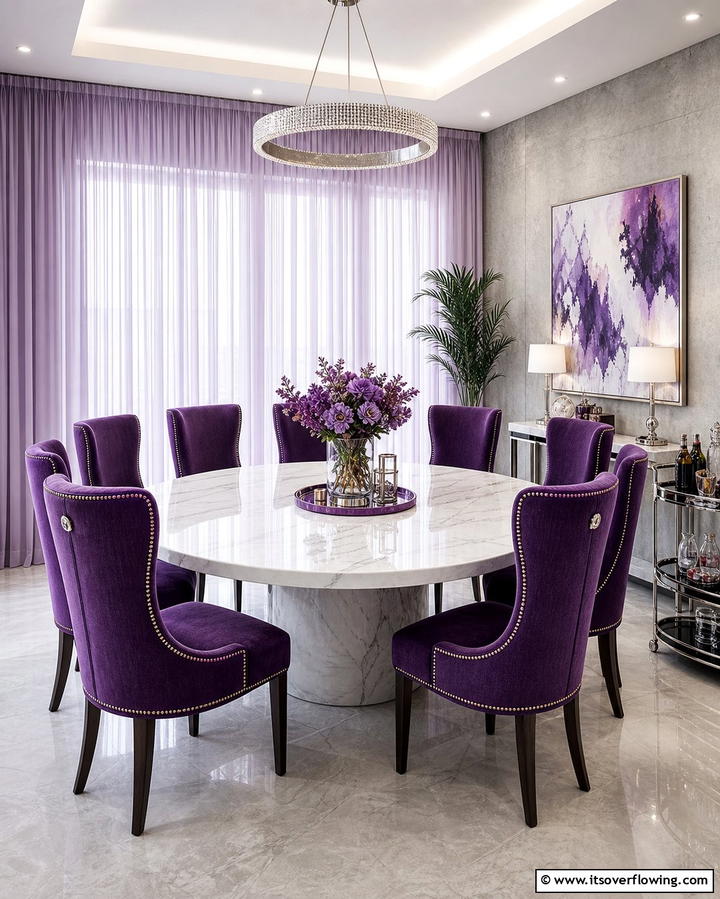 Amethyst Inspired Upholstery - 25 Purple Dining Room Ideas for a Luxurious Ambiance