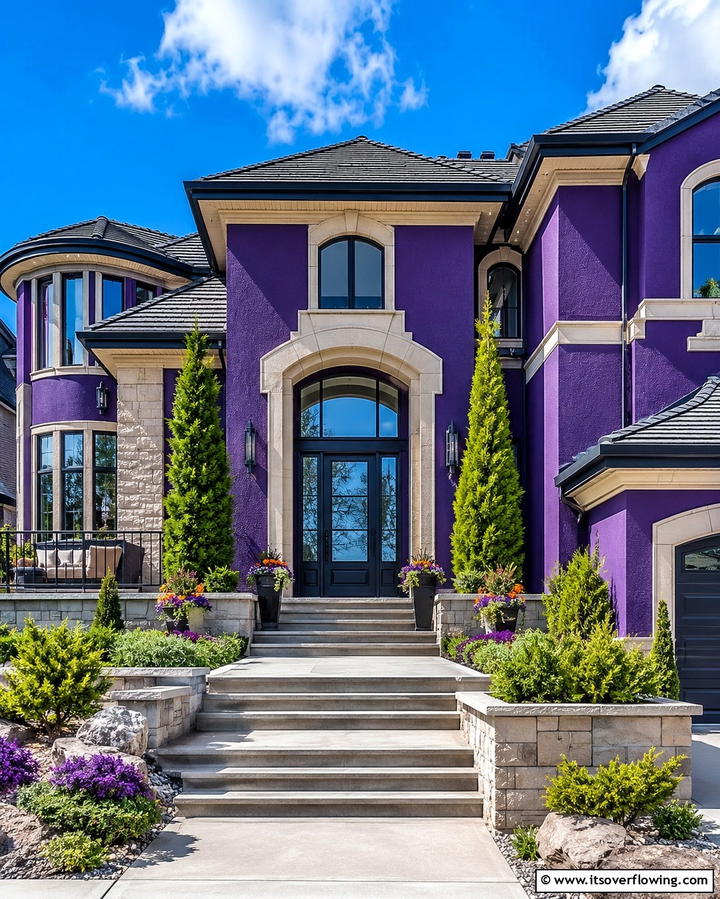 Amethyst Shades for a Luxurious Look - 25 Purple House Exterior Ideas for a Unique Curb Appeal