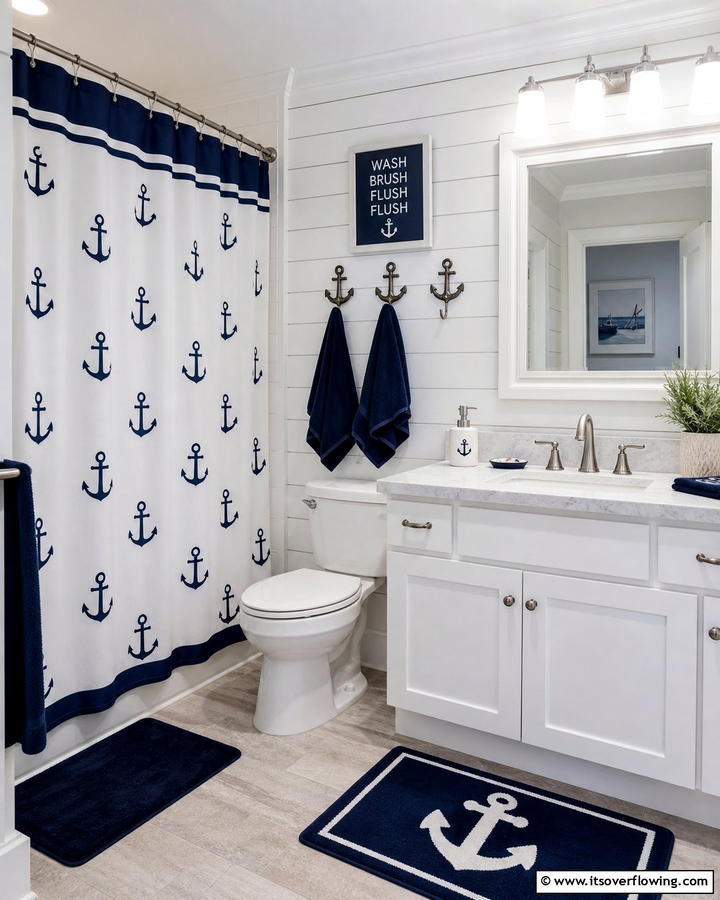Anchor Themed Decor - 20 Nautical Bathroom Ideas for a Coastal Vibe