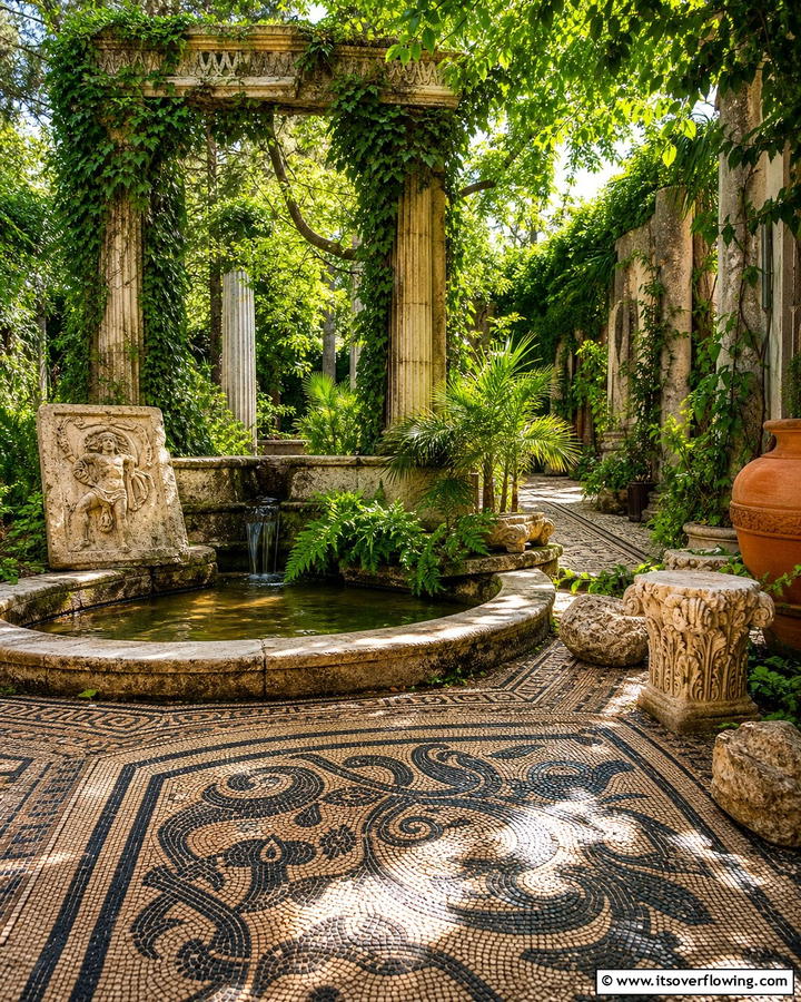 Ancient Ruins Inspired Garden - 30 Greek Garden Ideas- Mediterranean-Inspired Landscaping