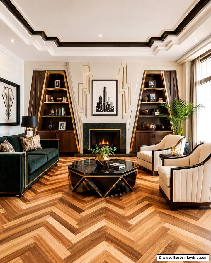 Angular Designs - 30 Art Deco Living Room Ideas for Luxurious Spaces