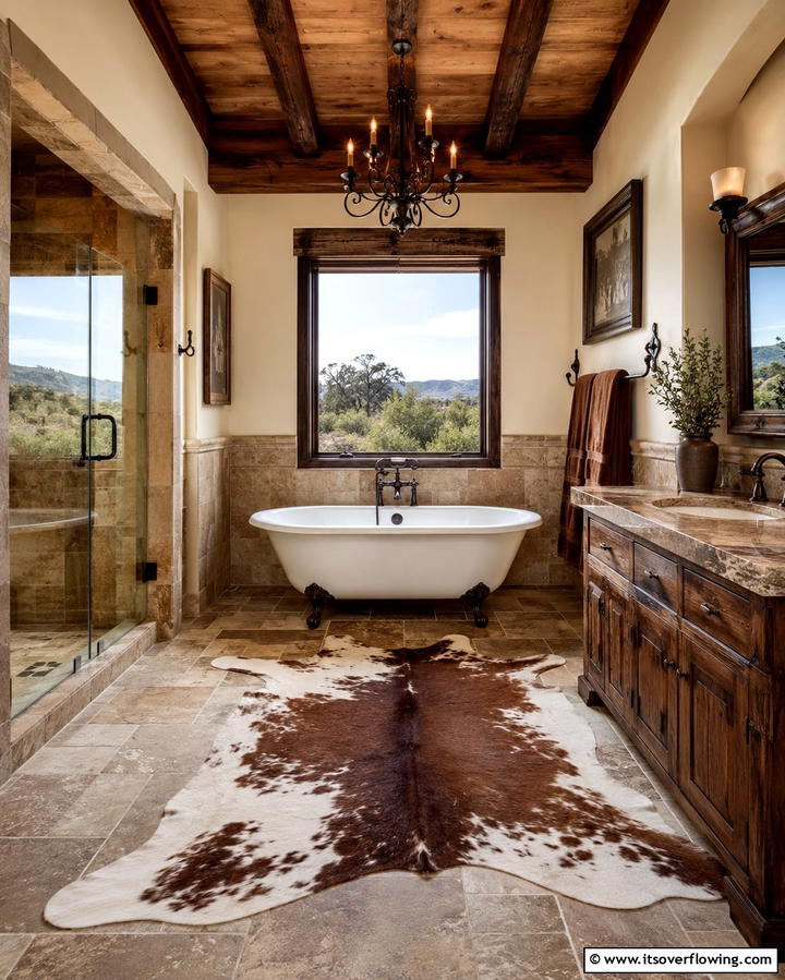 Animal Hide Rugs - 20 Western Bathroom Ideas for a Rustic and Relaxing Retreat