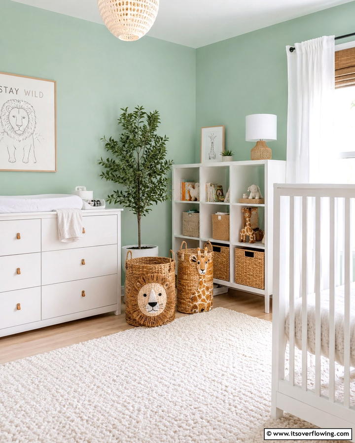 Animal Patterned Storage Baskets - 30 Safari Nursery Decor Ideas for Adventurous Baby Rooms