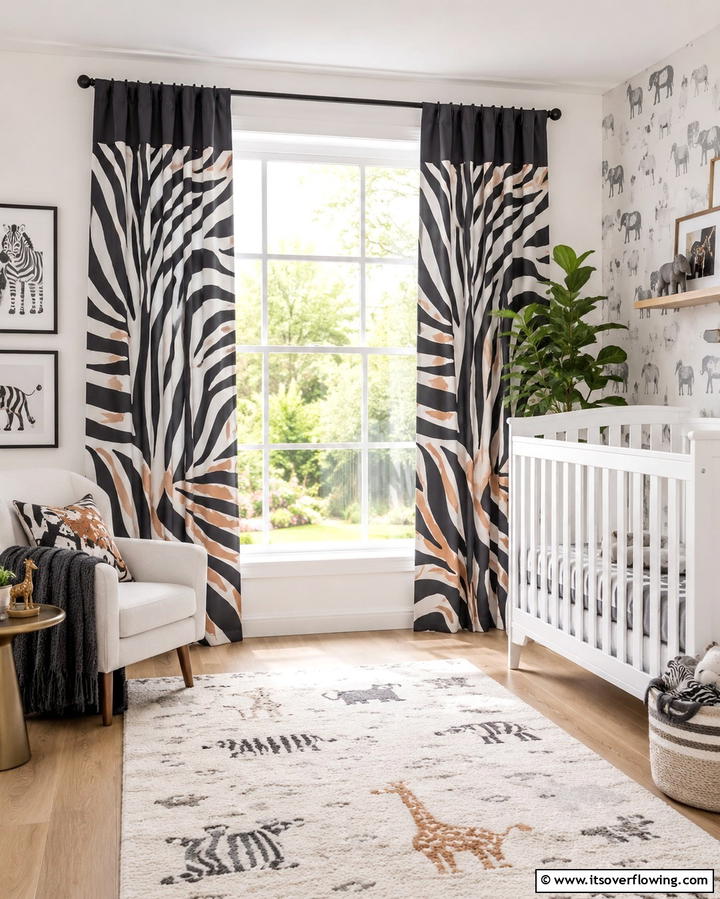 Animal Print Curtains - 30 Safari Nursery Decor Ideas for Adventurous Baby Rooms