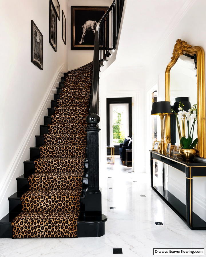 Animal Print Patterns - 25 Stair Runner Ideas for Safety and Style in Your Home