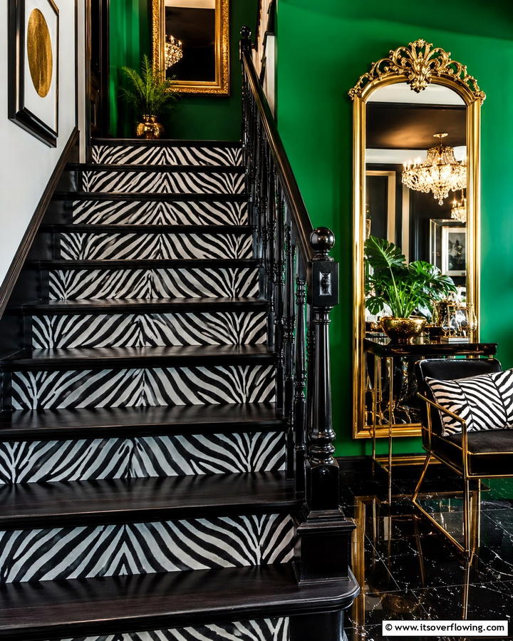 Animal Prints - 25 Painted Stair Ideas to Transform Your Home