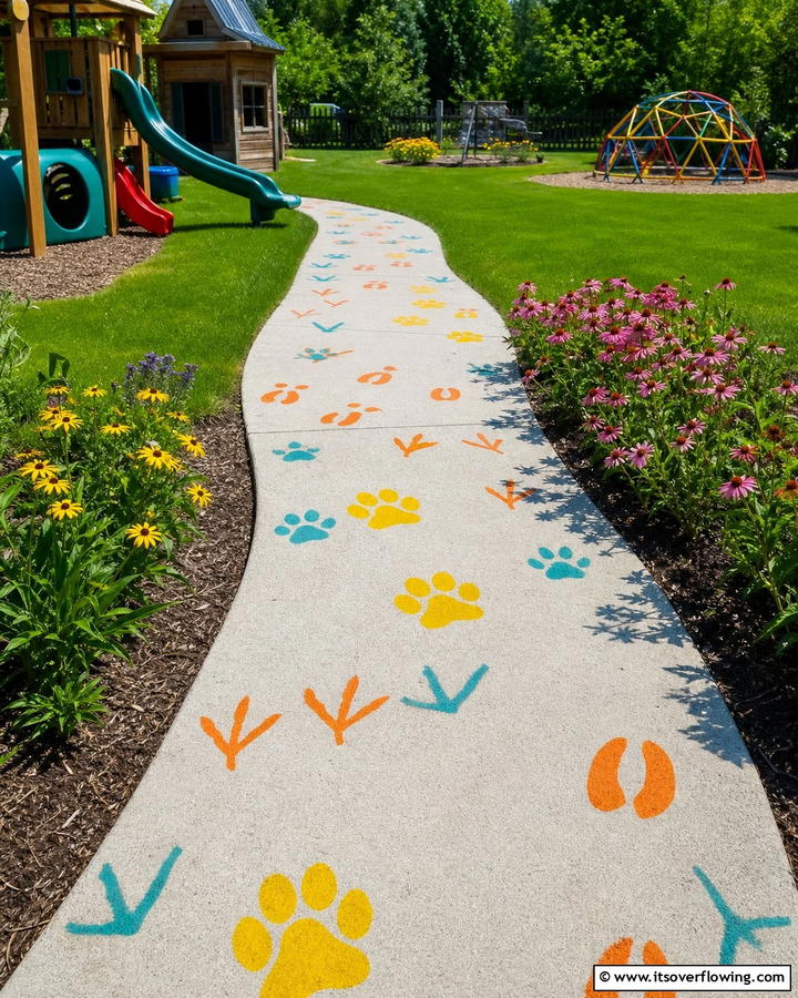 Animal Tracks for a Playful Design - 20 Concrete Walkway Painting Ideas for a Unique Path