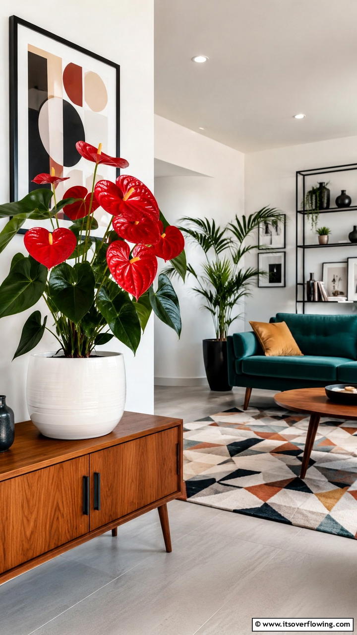 Anthurium Striking Flamingo Flower - 30 Low-Light Indoor Plants That Don’t Need Sun to Thrive