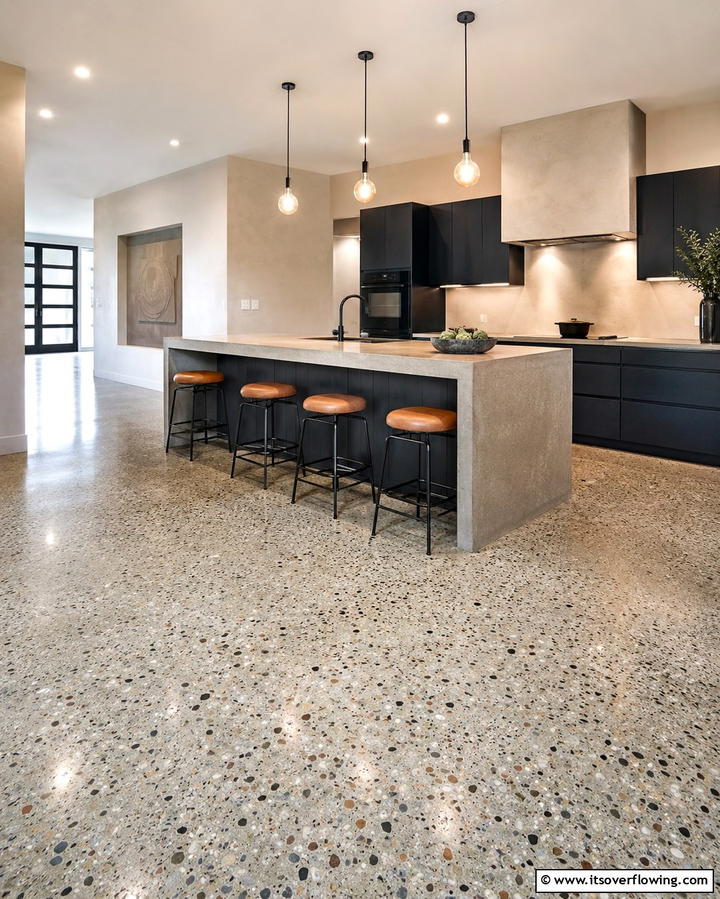 Anti slip Concrete Treatment - 30 Industrial Chic Concrete Floor Kitchen Design Concepts