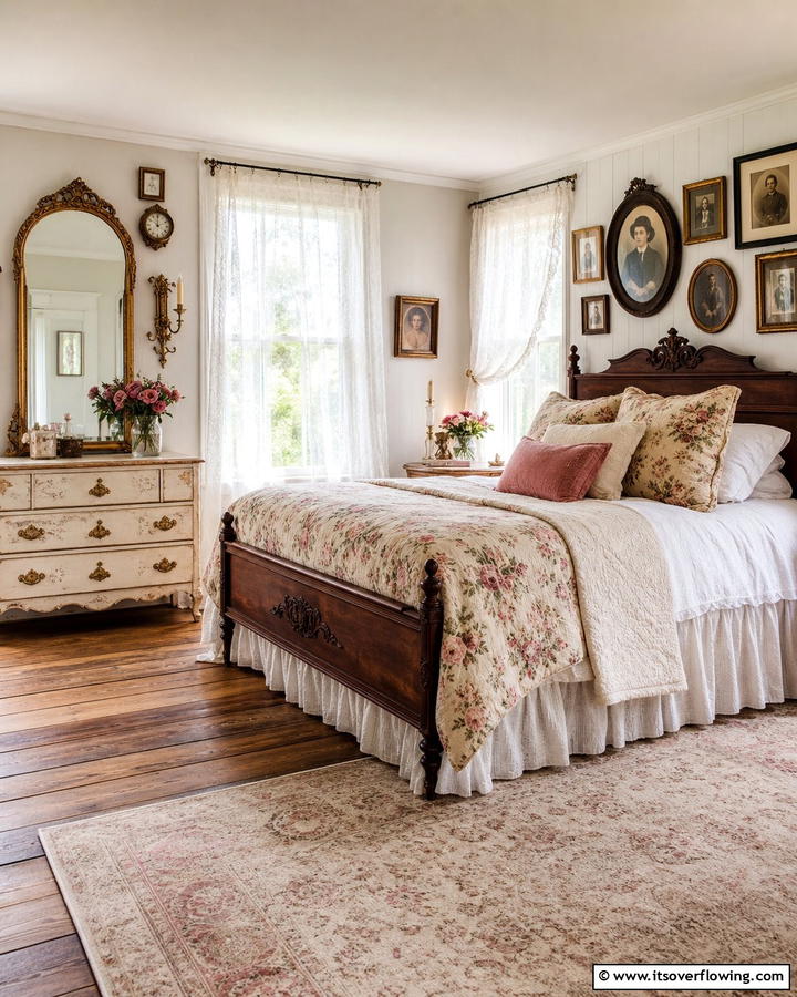 Antique Accents Appeal - 21 Farmhouse Bedroom Ideas for Rustic Comfort