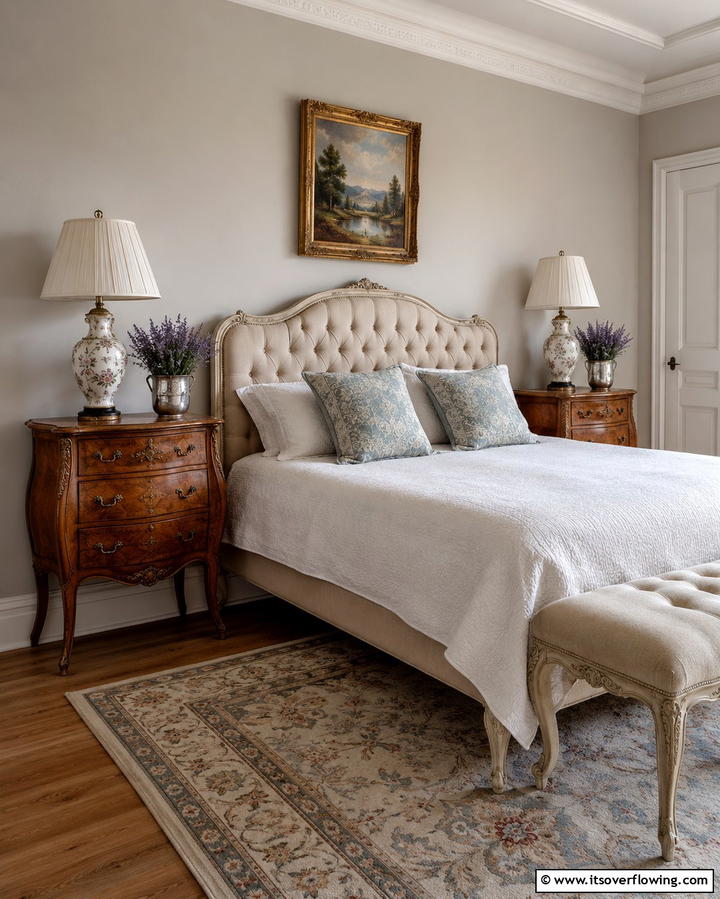 Antique Bedside Tables - 30 French Bedroom Decor Ideas for Elegant European Style