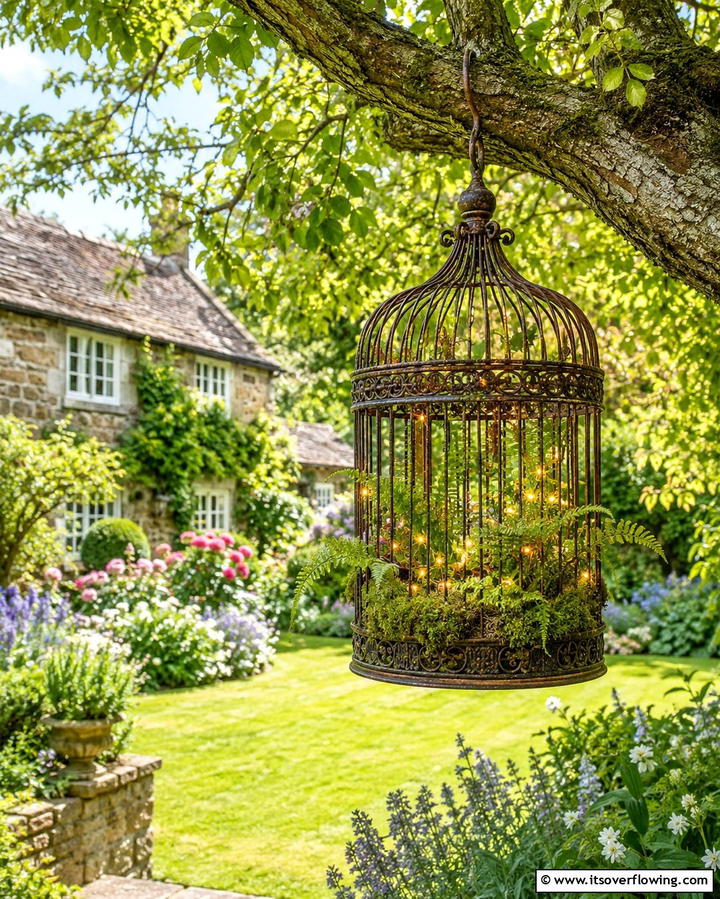 Antique Birdcage Display - 25 Vintage Garden Ideas for a Timeless Outdoor Space