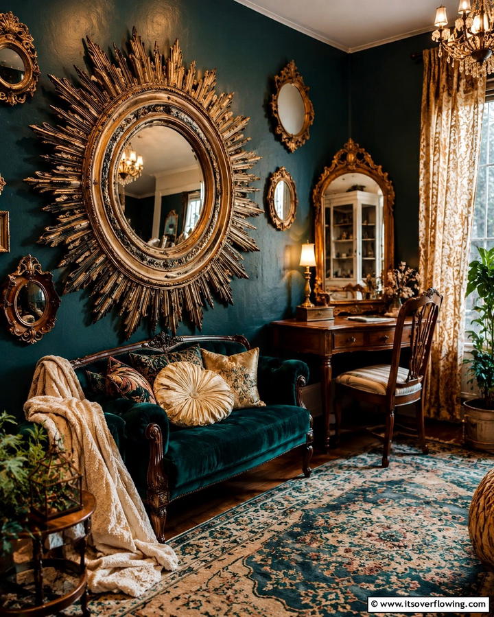 Antique Boho Mirrors - 30 Moody Dark Boho Bedroom Decor Inspirations for Cozy Nights