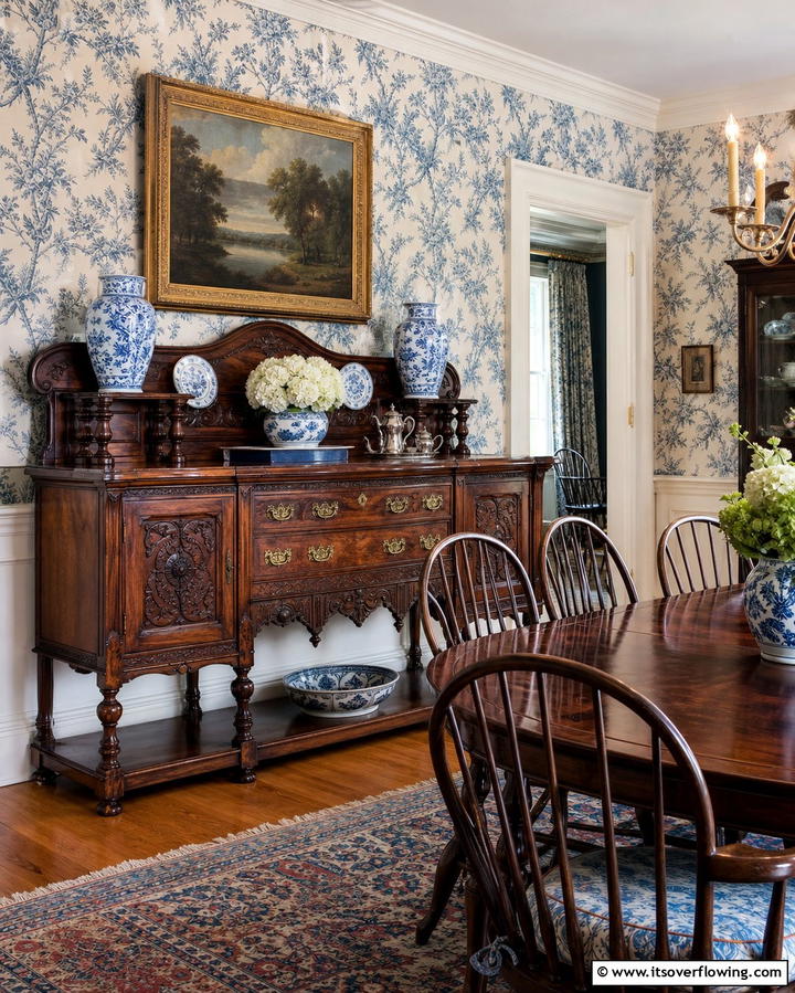 Antique Buffet Tables - 25 Colonial Dining Room Ideas for Timeless Style