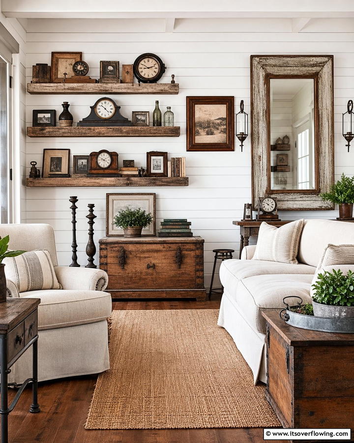 Antique Decor for Nostalgic Appeal - 20 Primitive Living Room Ideas for a Rustic Look