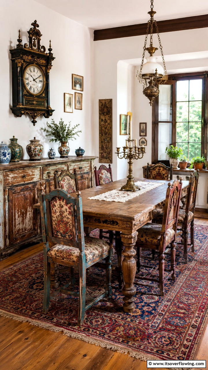 Antique Finds Revival - 30 Boho Dining Room Ideas for Eclectic, Free-Spirited Style