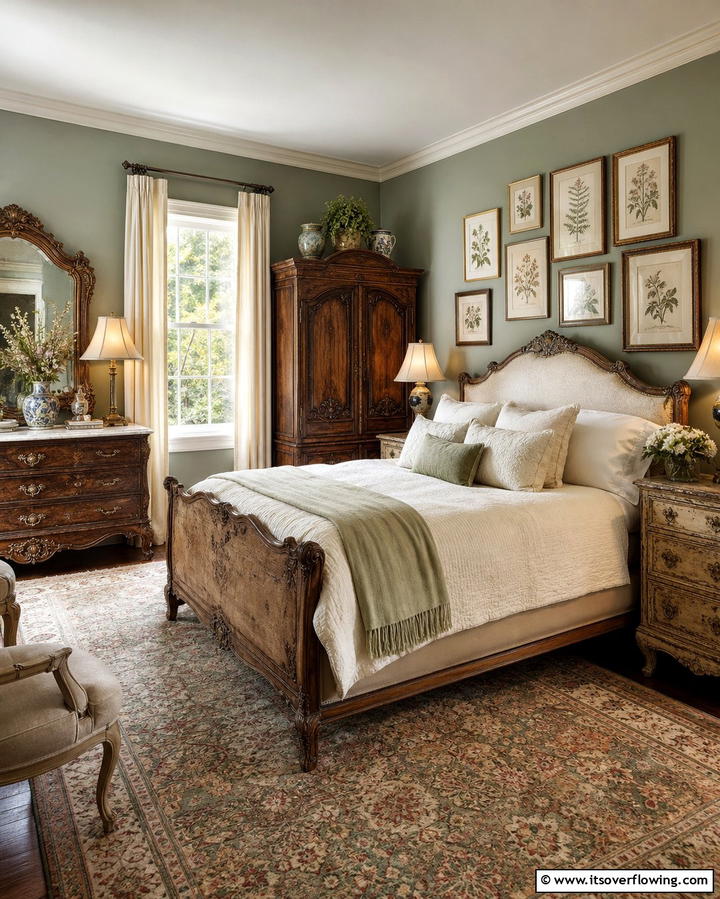 Antique Furniture Accents - 25 Country Bedroom Ideas- Cozy & Rustic Designs