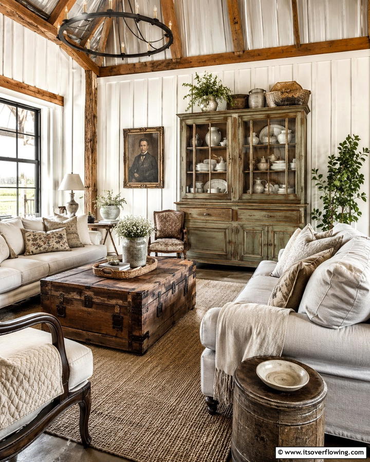 Antique Furniture for Vintage Flair - 25 Rustic Barndominium Interior Design Ideas