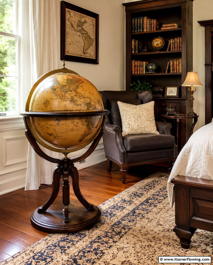 Antique Globe Decor - 25 Steampunk Bedroom Ideas for a Unique Vintage Look