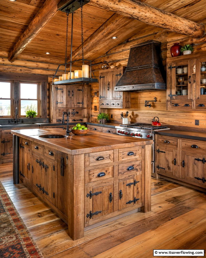 Antique Hardware for Classic Details - 25 Log Cabin Kitchen Design Ideas for a Rustic Look