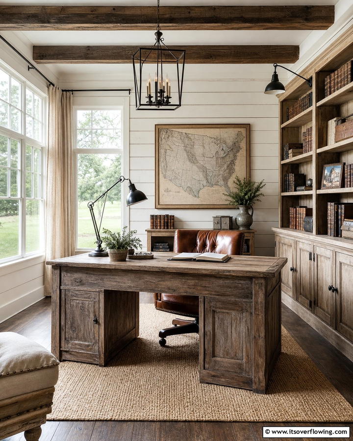 Antique Home Office Appeal - 21 Farmhouse Decor Ideas to Add Rustic Charm