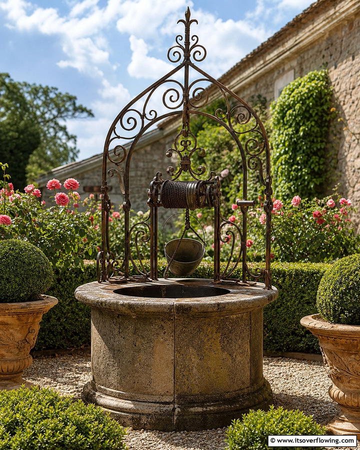 Antique Iron Wishing Well - 20 Outdoor Wishing Well Garden Ideas for Enchantment