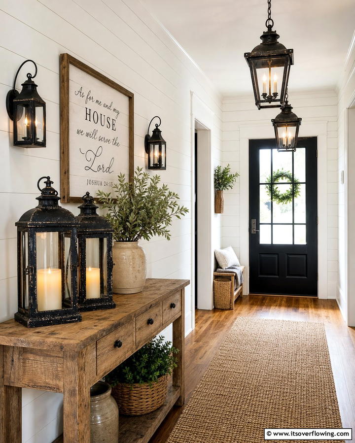 Antique Lanterns - 25 Farmhouse Entryway Ideas for a Warm and Welcoming First Impression