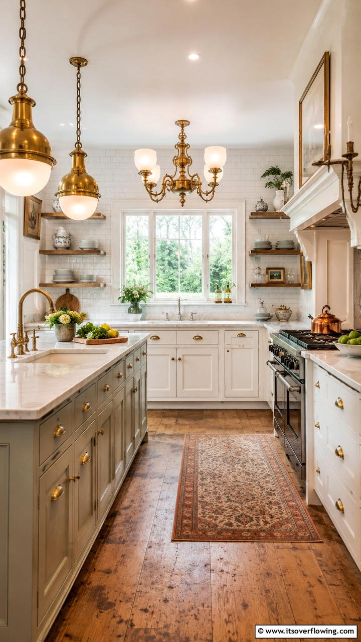 Antique Lighting Accents - 30 Cottage Kitchen Ideas for Cozy, Charming Farmhouse Style