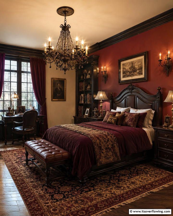 Antique Lighting Fixtures - 30 Dark Academia Bedroom Designs for a Scholarly Aesthetic