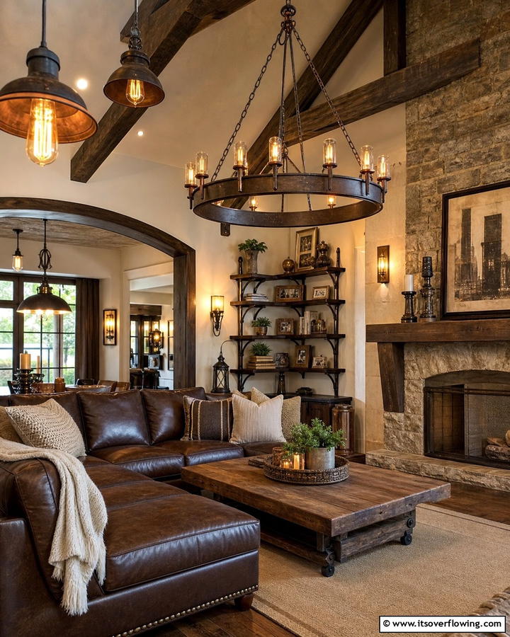 Antique Metal Fixtures - 21 Rustic Living Room Ideas for Cozy Natural Interior Designs