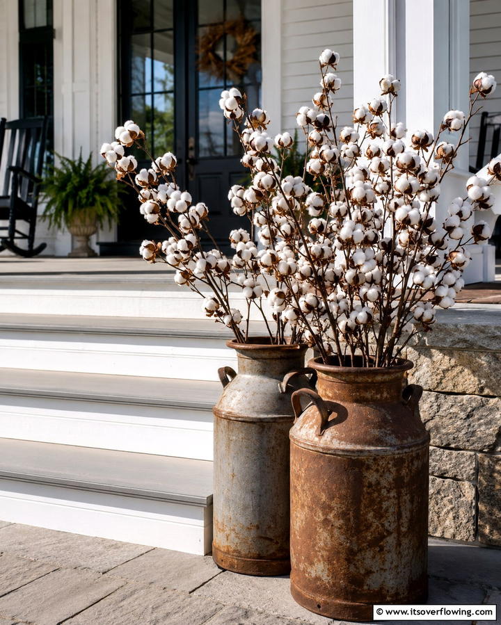 Antique Milk Cans - 25 Farmhouse Porch Ideas for a Cozy Outdoor Retreat