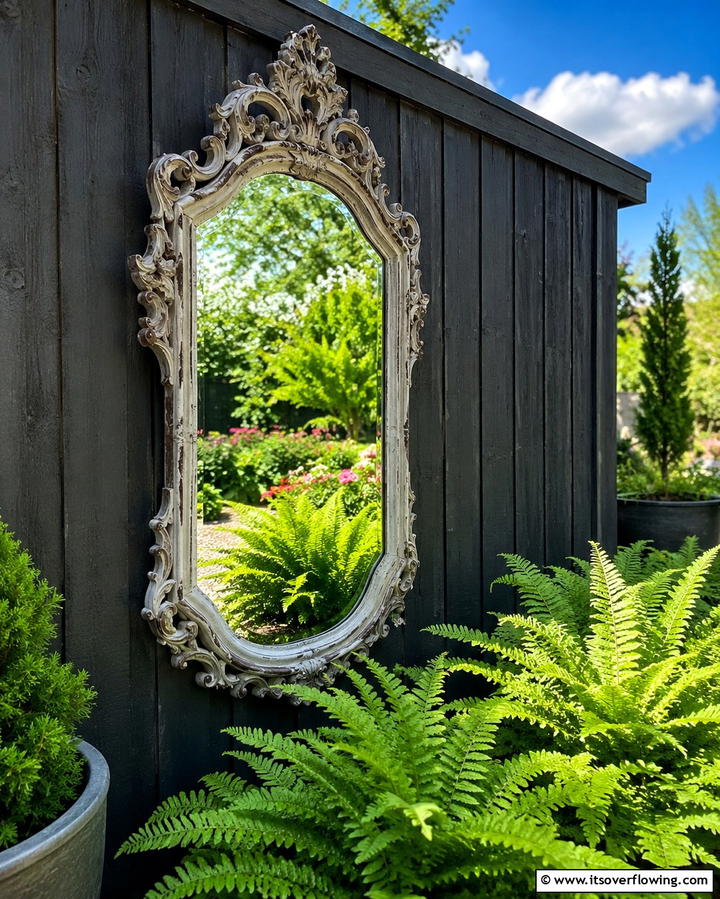 Antique Mirror Accents - 25 Vintage Garden Ideas for a Timeless Outdoor Space