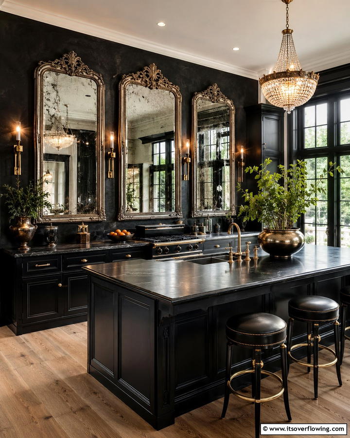 Antique Mirrors - 30 Gothic Kitchen Ideas for Dramatic Dark Aesthetic Spaces
