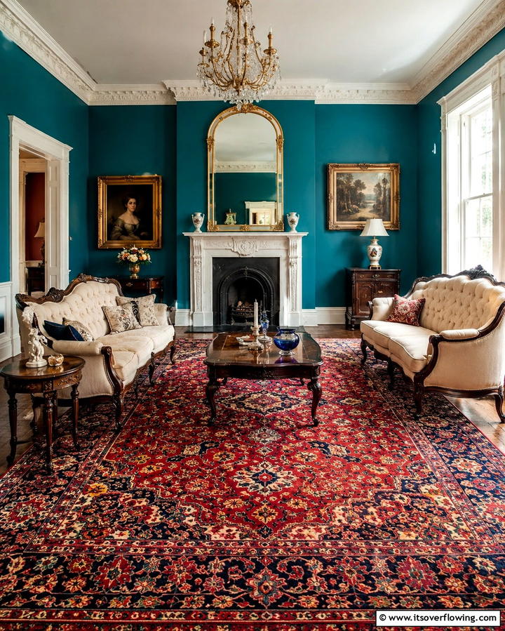 Antique Persian Rugs - 25 Victorian Living Room Ideas for Elegant Spaces