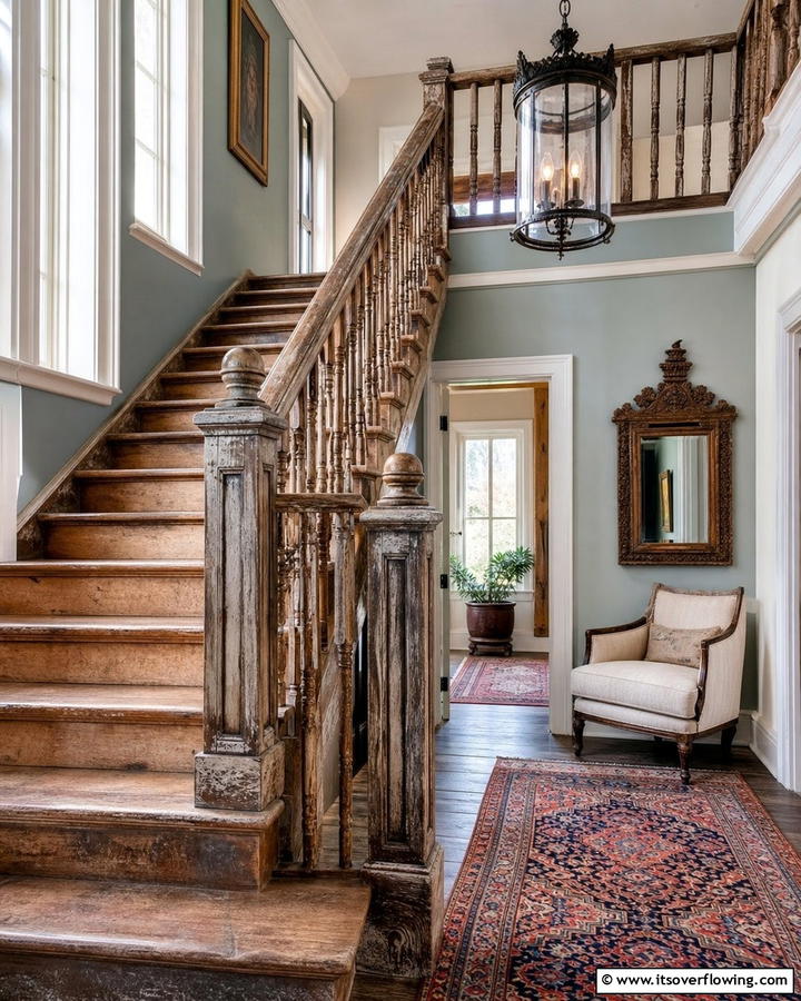 Antique Reclaimed Wood Railing - 30 Wood Stair Railing Ideas for Warm Architectural Detail