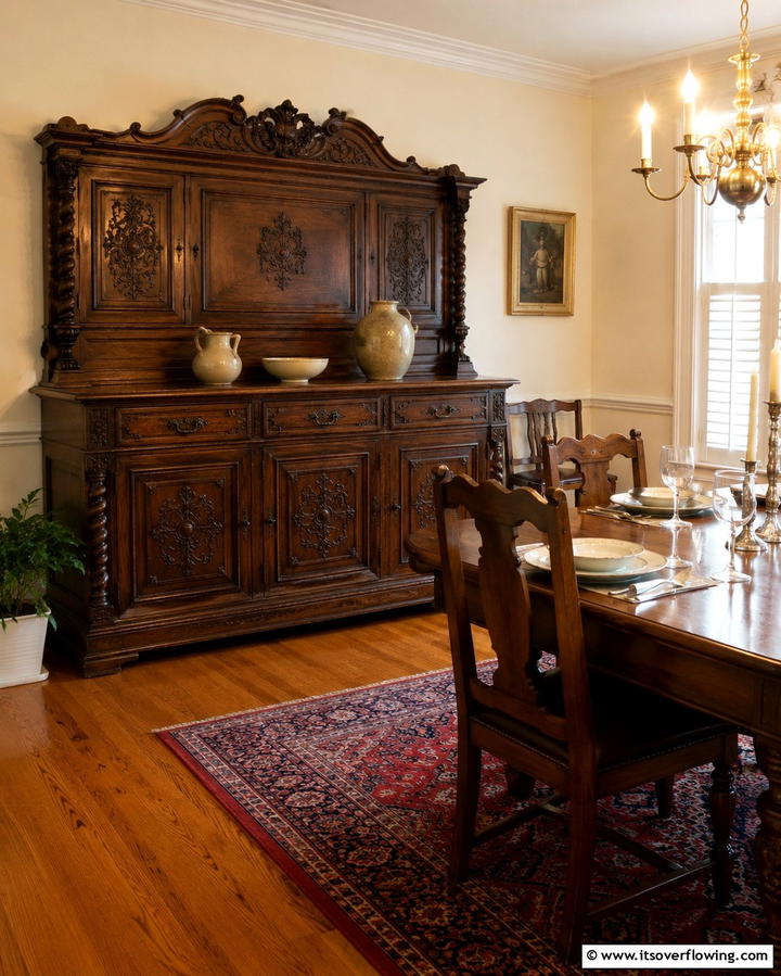 Antique Sideboards - 30 Rustic Dining Room Ideas for Cozy Family Gatherings