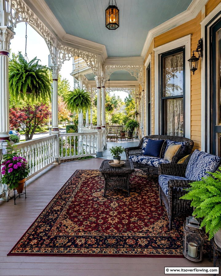 Antique Style Outdoor Rugs - 20 Charming Victorian Porch Ideas for a Classic Look