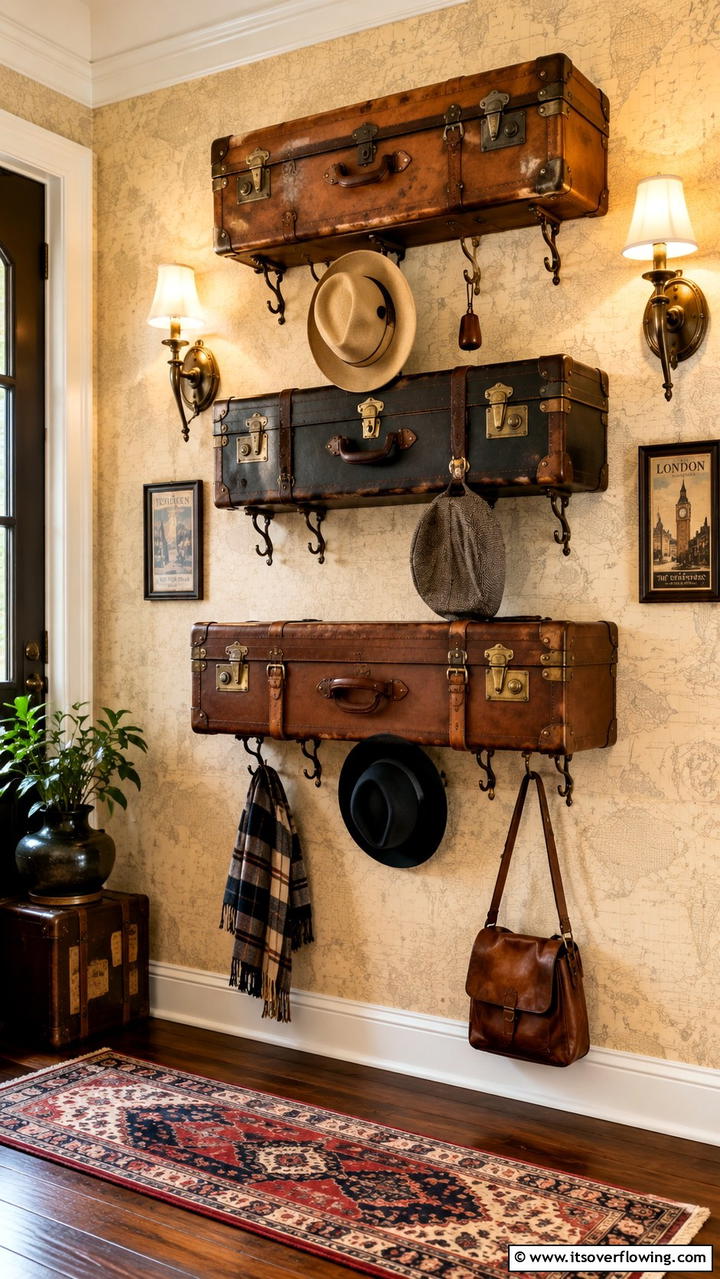 Antique Suitcase Hat Rack - 30 Creative Hat Rack Ideas for Organized Entryways