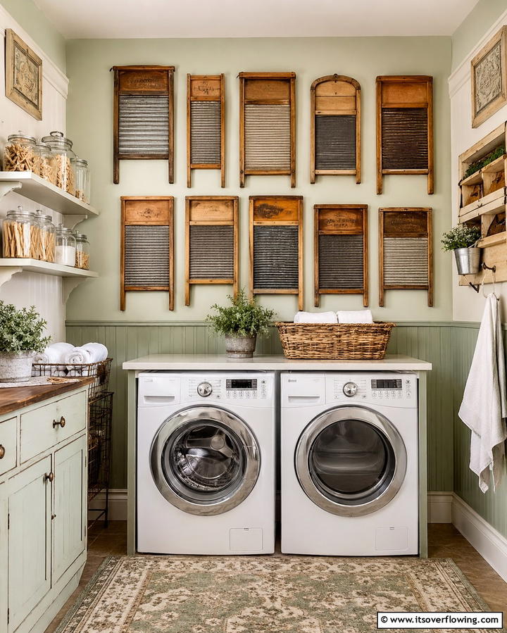 Antique Washboard Wall Art - 20 Vintage Laundry Room Decor Ideas for a Retro Look