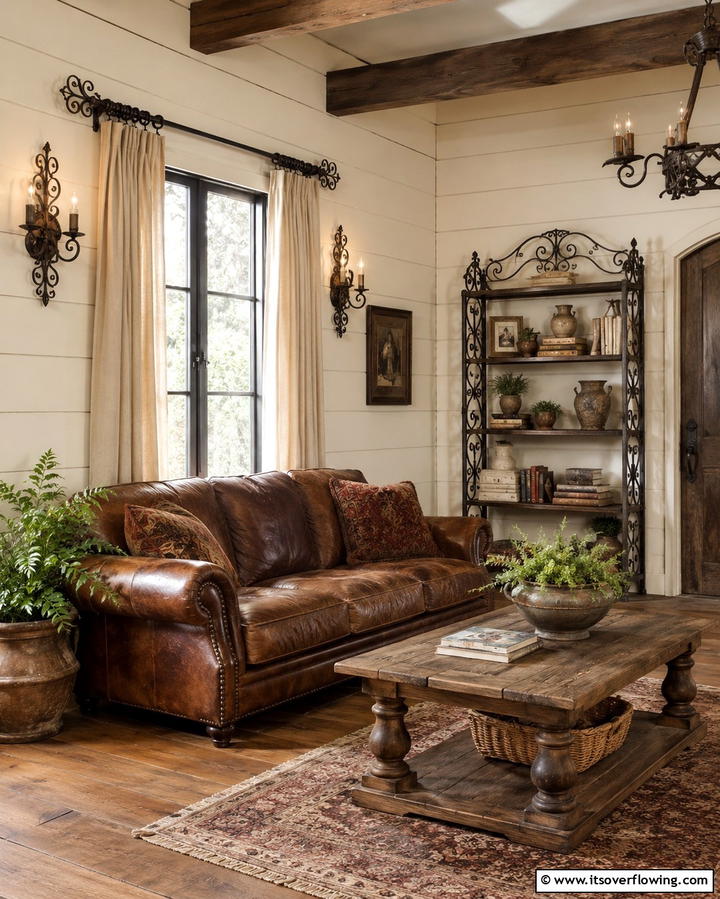 Antique Wrought Iron Details - 30 Small Rustic Living Room Ideas for Cozy Charm