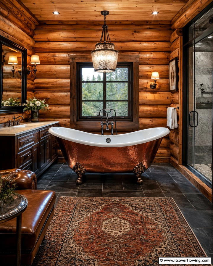 Antler Chandeliers - 25 Log Cabin Bathroom Ideas for a Rustic and Relaxing Retreat