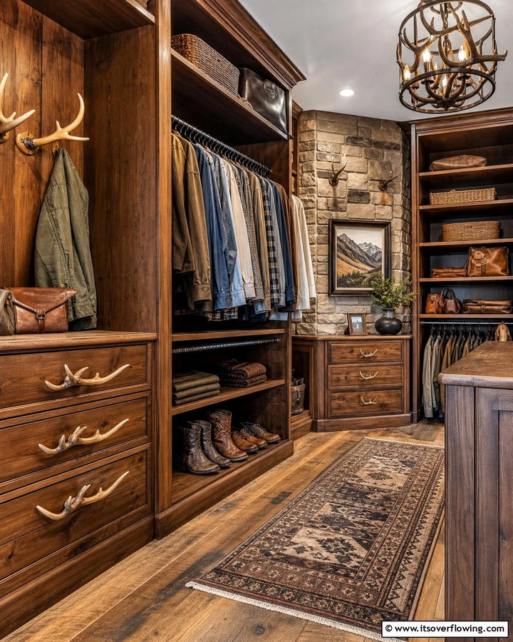 Antler Inspired Hardware - 20 Rustic Closet Ideas for a Charming Storage Solution